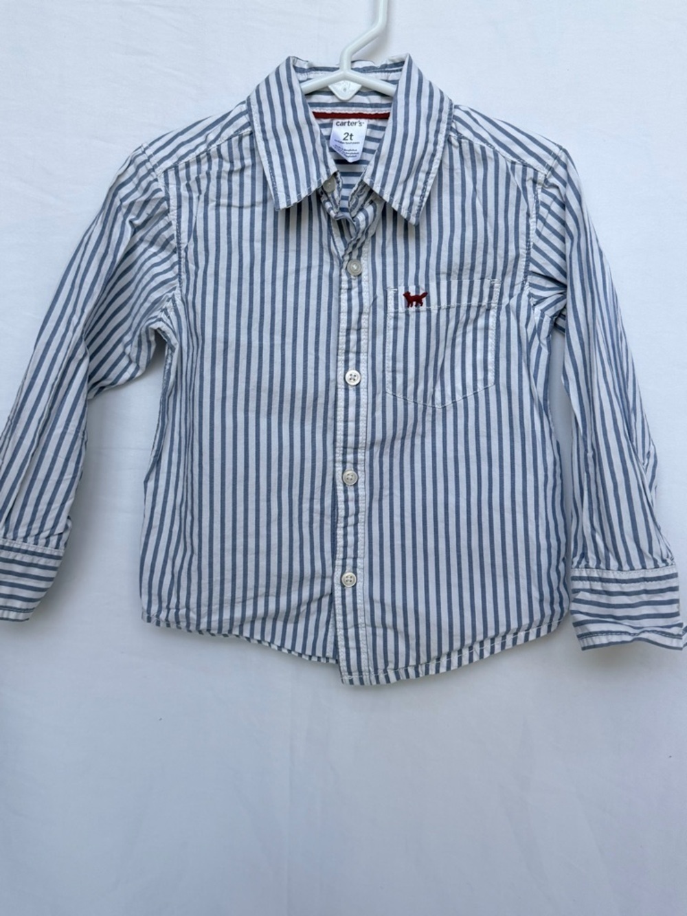 Carter's White and Blue Striped Button-Down Shirt